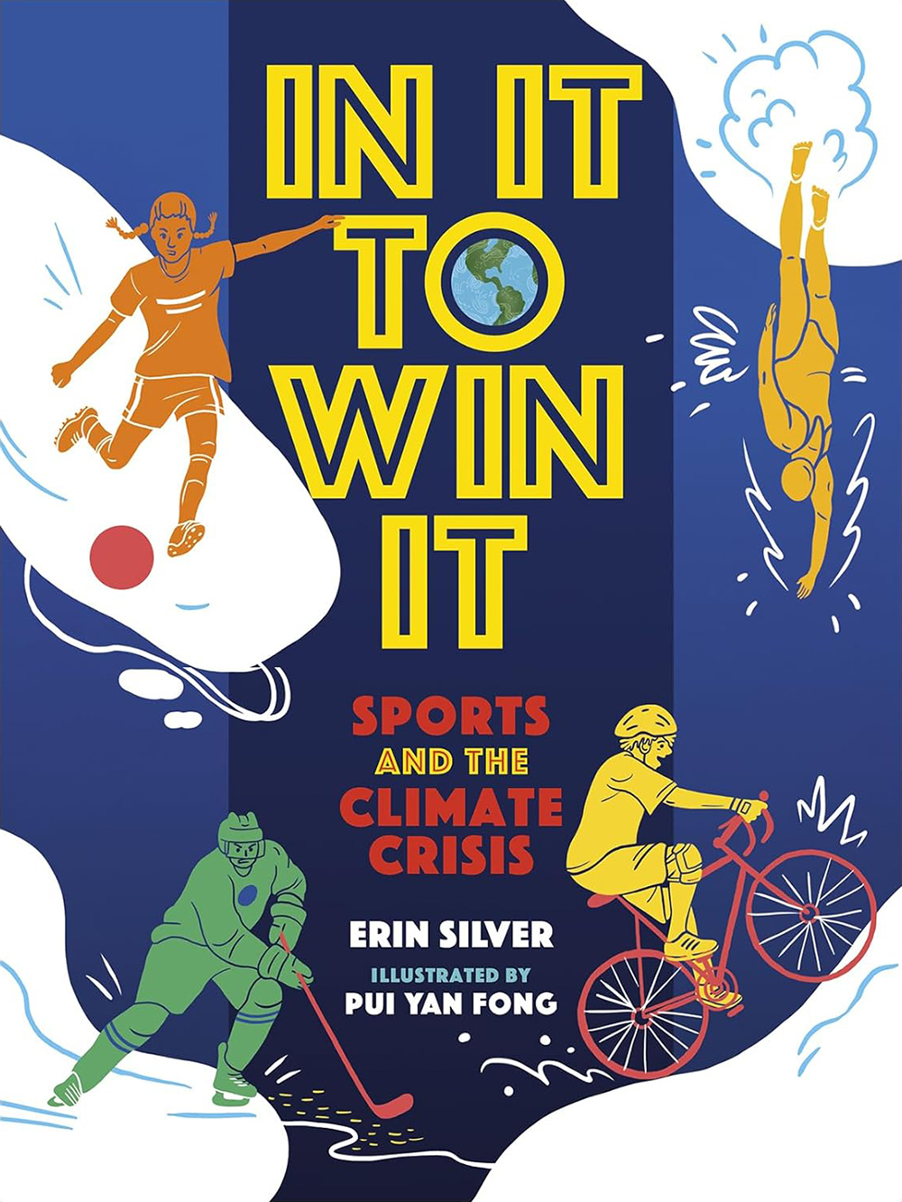 A book cover featuring children doing various sports on melting ice